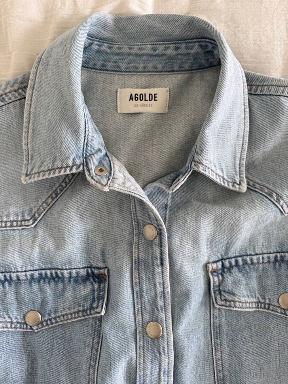Agolde Light Blue Denim Oversized Shirt Jacket size small - Picture 2 of 7